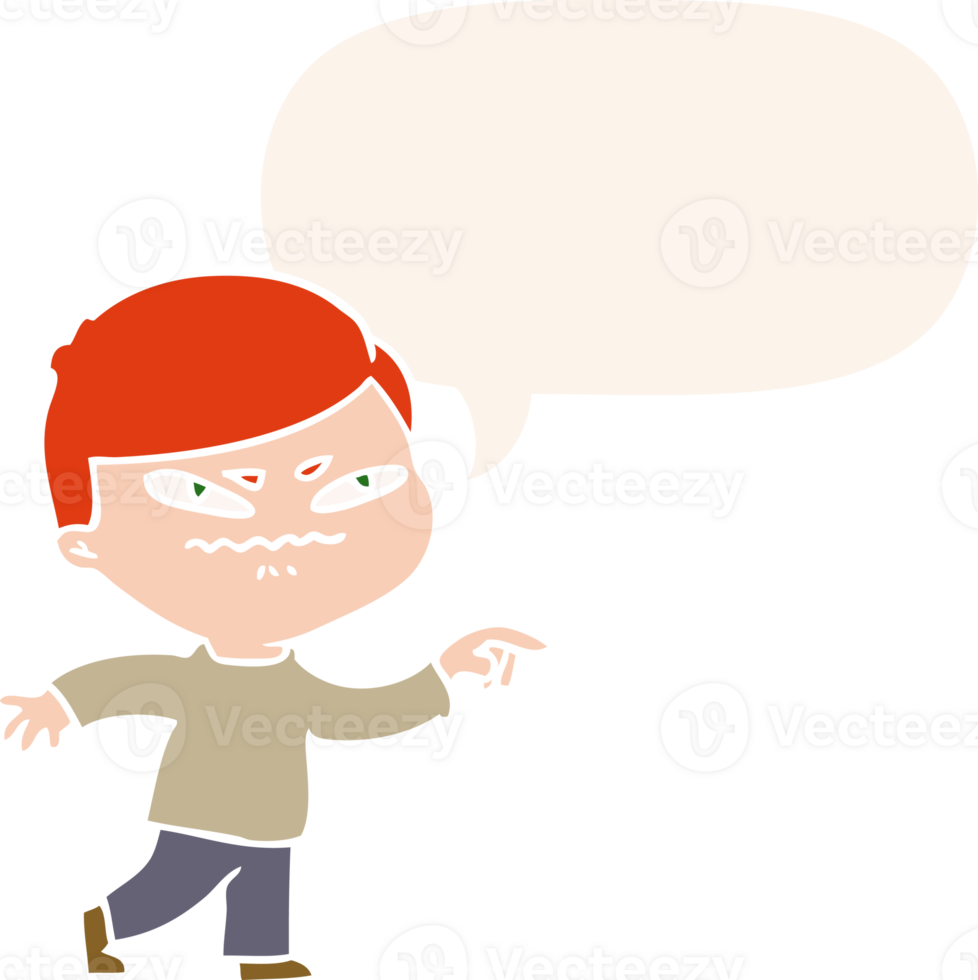 cartoon angry man pointing and speech bubble in retro style png