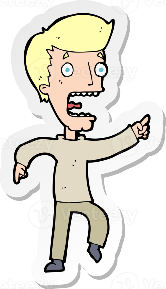 sticker of a cartoon terrified man png