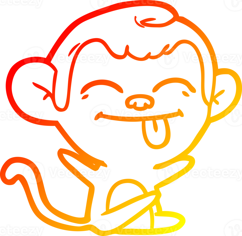 warm gradient line drawing funny cartoon monkey png