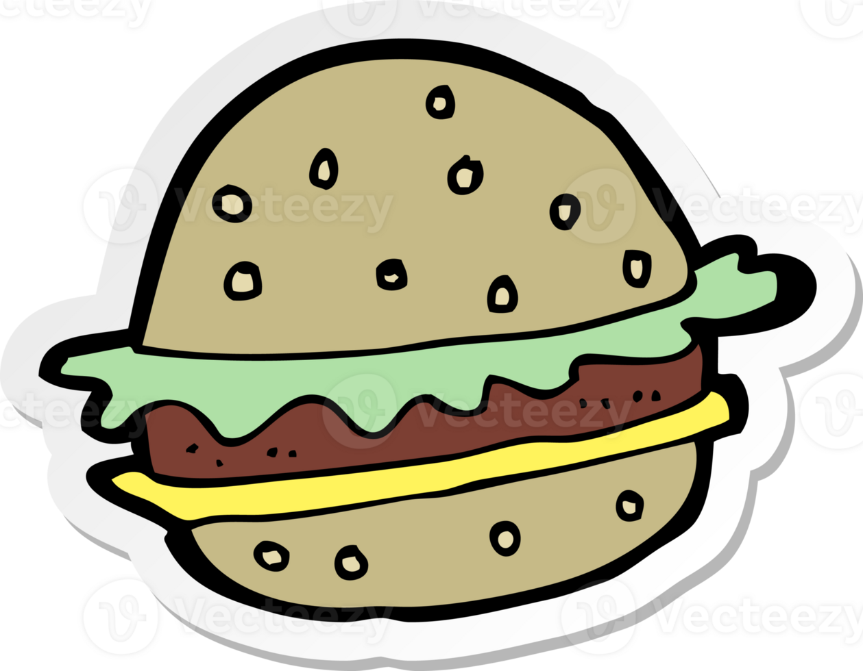 sticker of a cartoon hamburger png