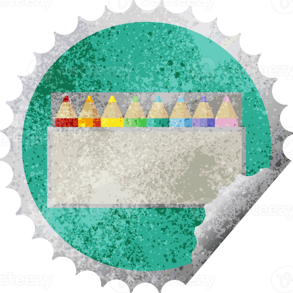 pack of coloring pencils round sticker stamp png
