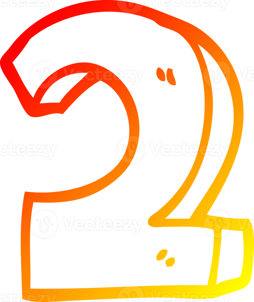 warm gradient line drawing cartoon number two png