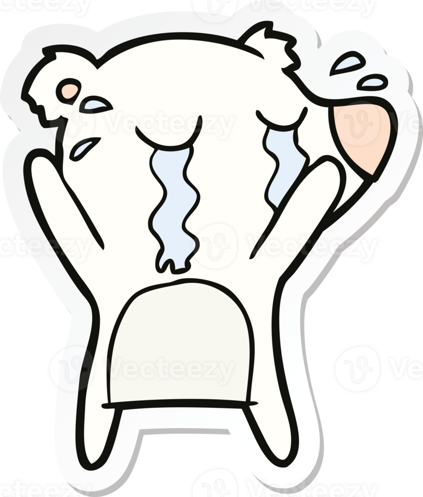 sticker of a cartoon crying polar bear png