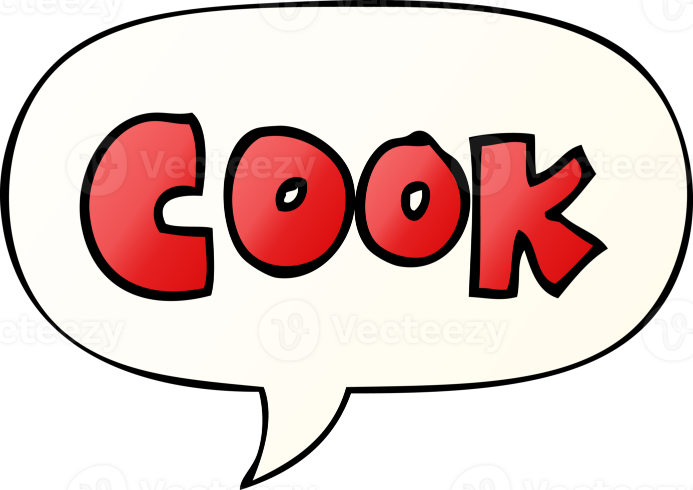 cartoon word cook and speech bubble in smooth gradient style png