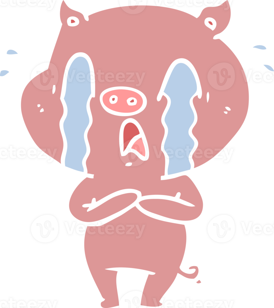 crying pig flat color style cartoon png