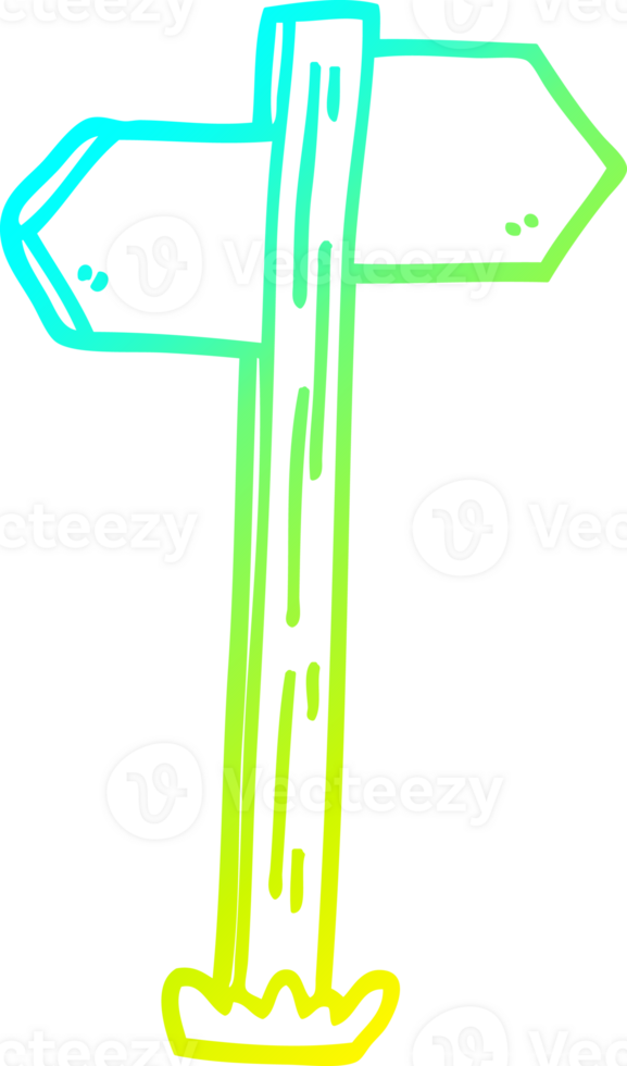 cold gradient line drawing cartoon painted direction sign posts png