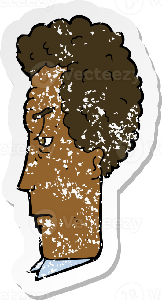 retro distressed sticker of a cartoon annoyed man png