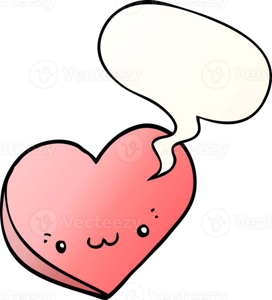 cartoon love heart and face and speech bubble in smooth gradient style png