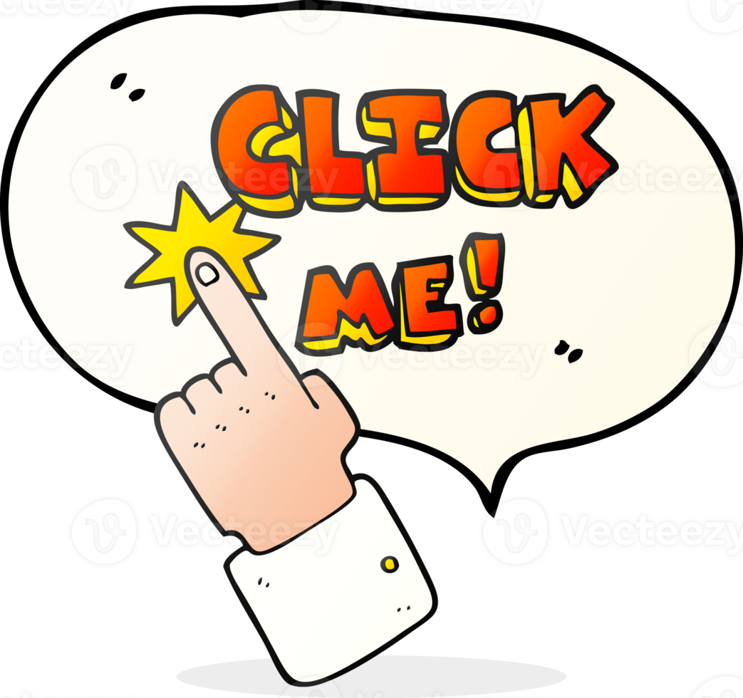 click me speech bubble cartoon sign png