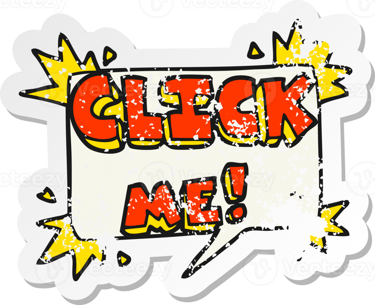 retro distressed sticker of a cartoon click me symbol png