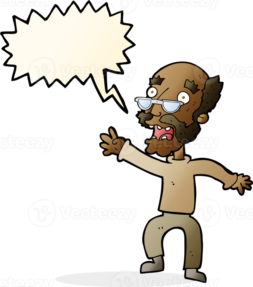 cartoon frightened old man with speech bubble png