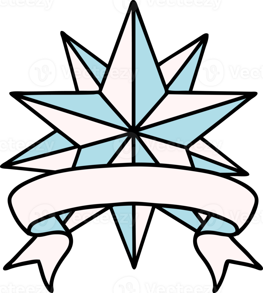 tattoo with banner of a star png