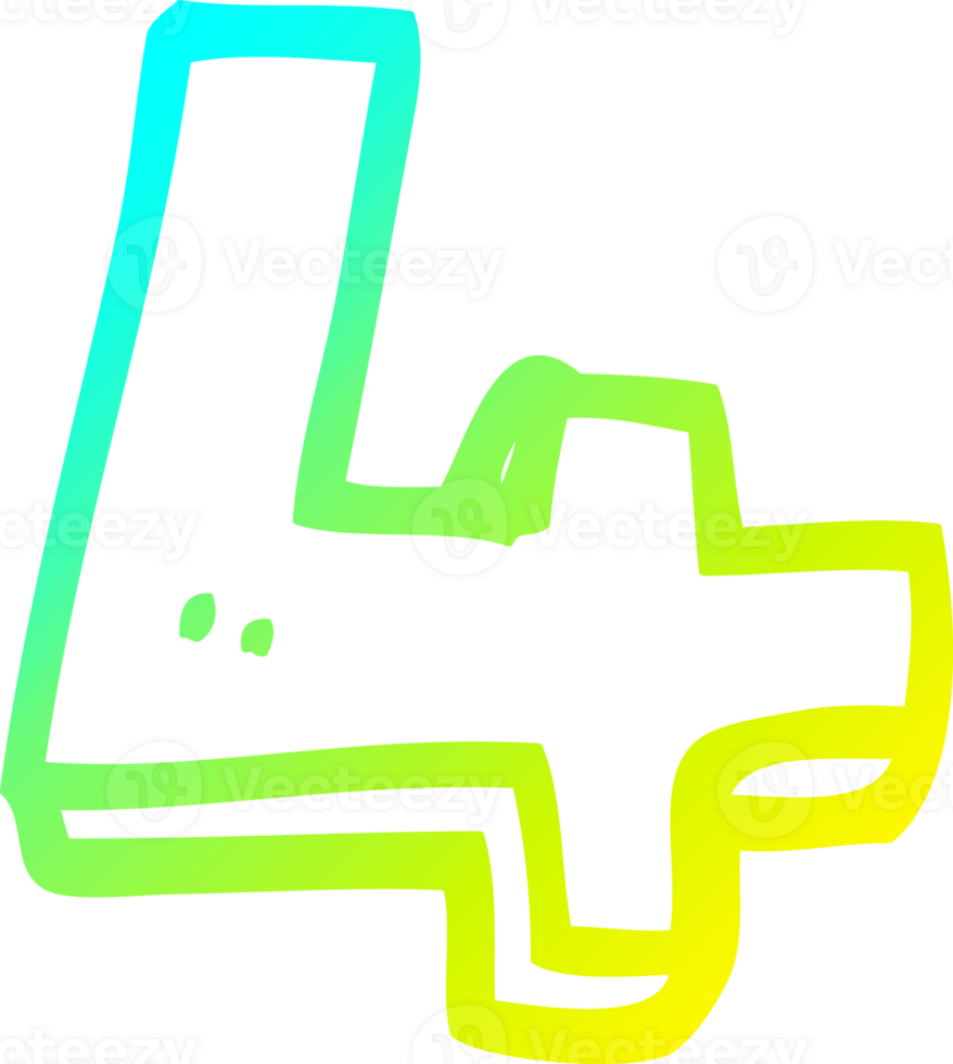 cold gradient line drawing cartoon number four png