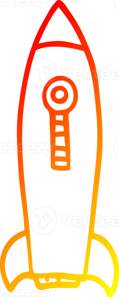 warm gradient line drawing cartoon space rocket png