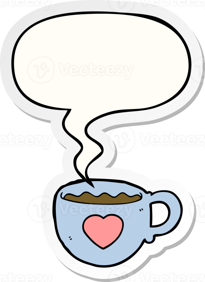I love coffee cartoon cup and speech bubble sticker png