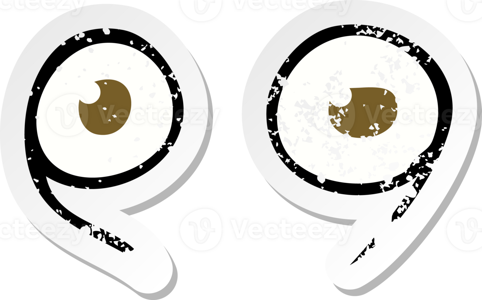 retro distressed sticker of a cartoon eyes png