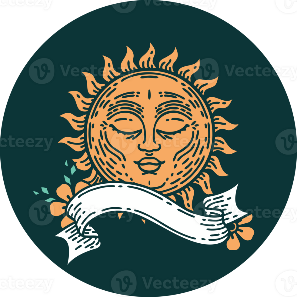 icon with banner of a sun png
