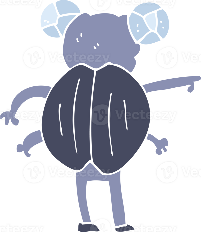 flat color illustration of a cartoon pointing insect png