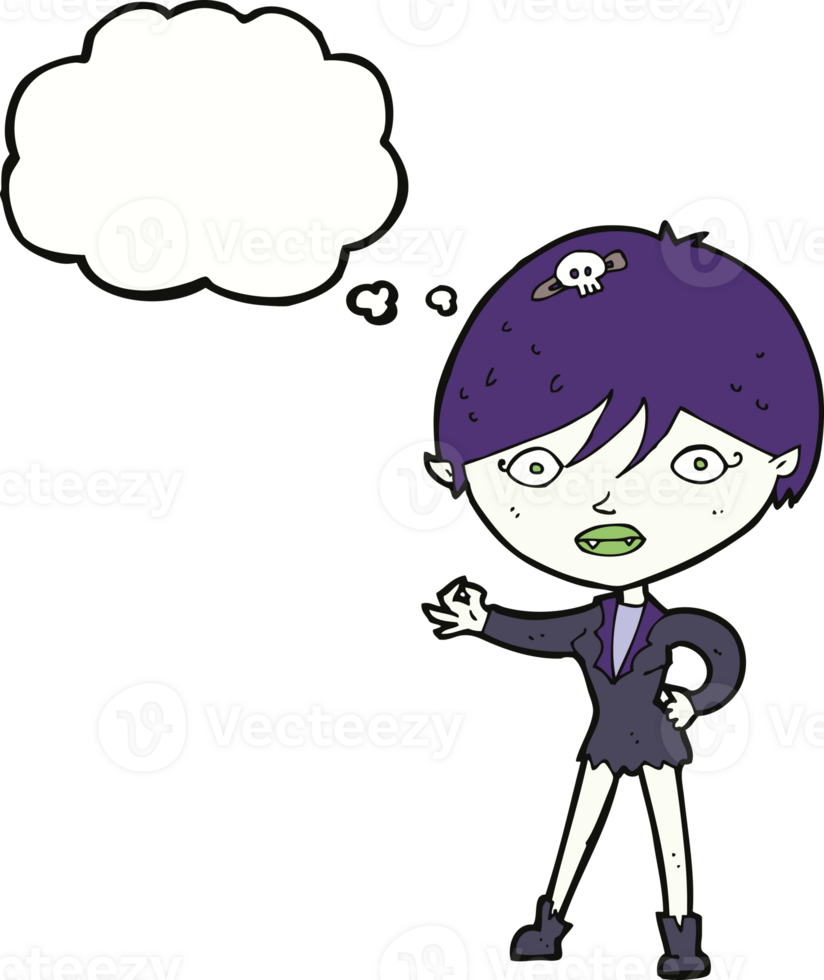 cartoon vampire girl with thought bubble png