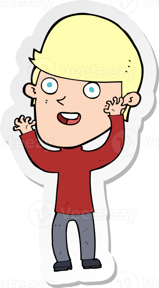 sticker of a cartoon happy man png