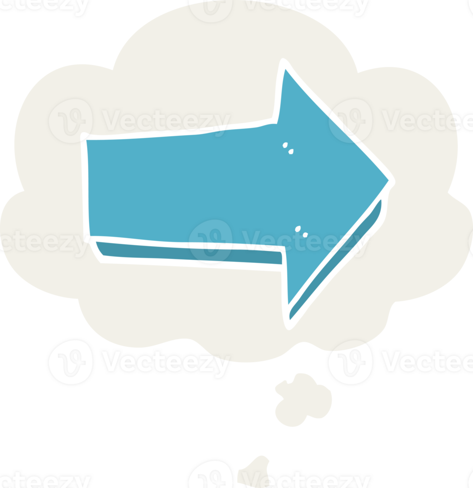 cartoon arrow and thought bubble in retro style png