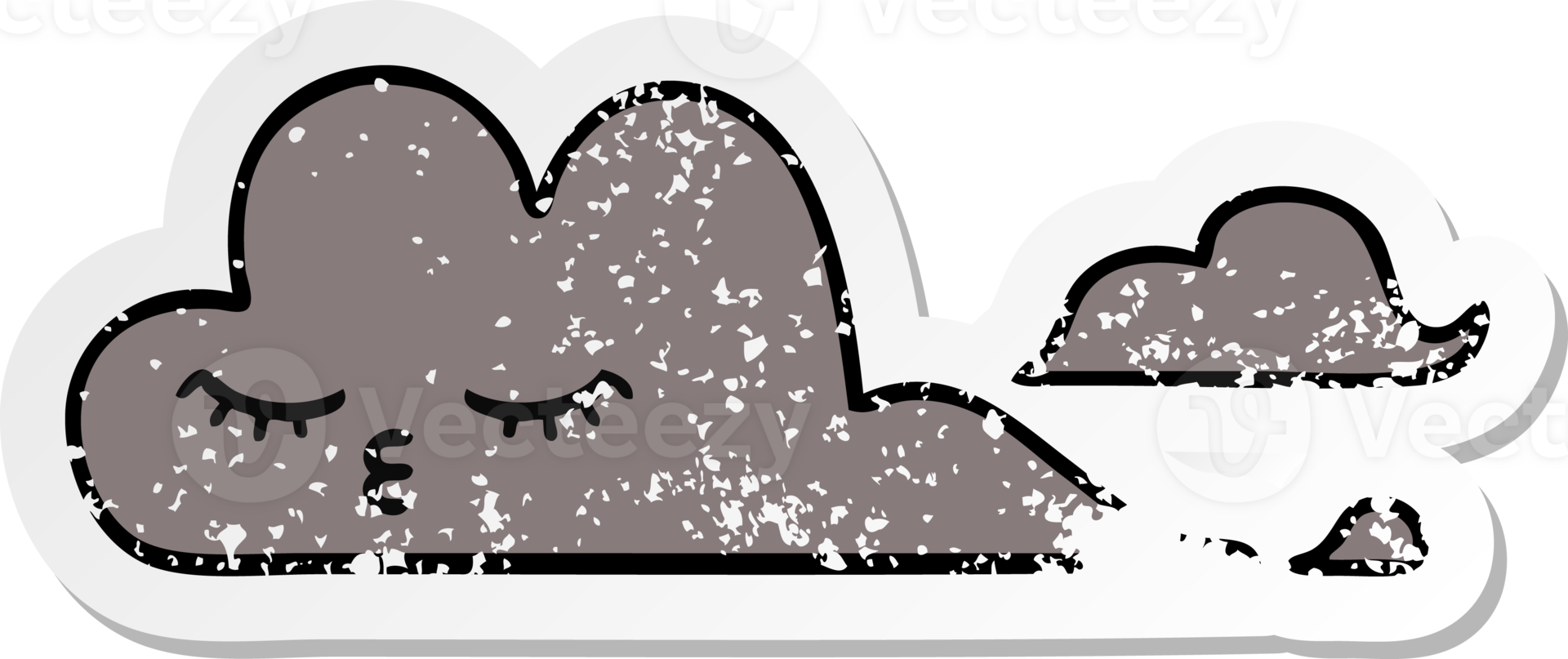 distressed sticker of a cute cartoon storm cloud png