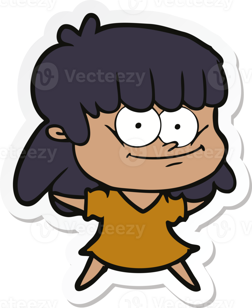 sticker of a cartoon girl smiling png