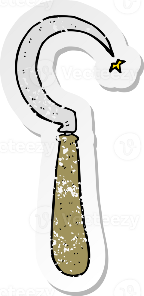 retro distressed sticker of a cartoon sickle png