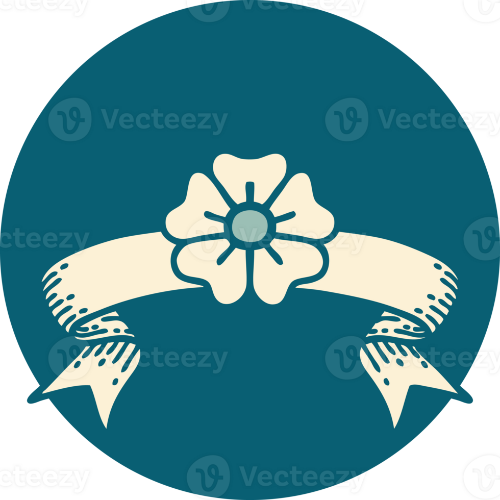 icon with banner of a flower png
