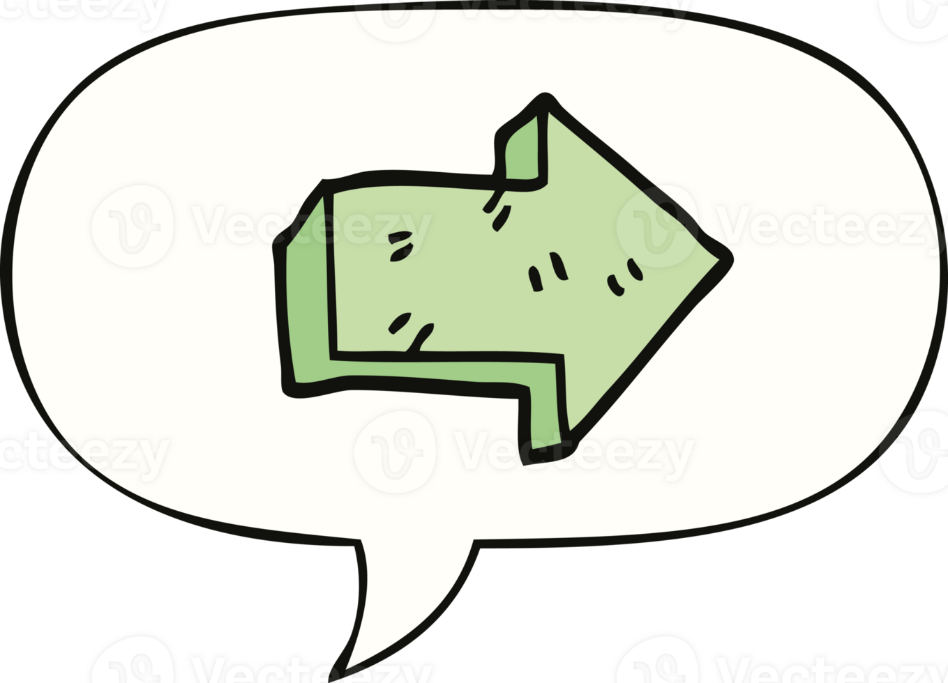 cartoon pointing arrow and speech bubble png