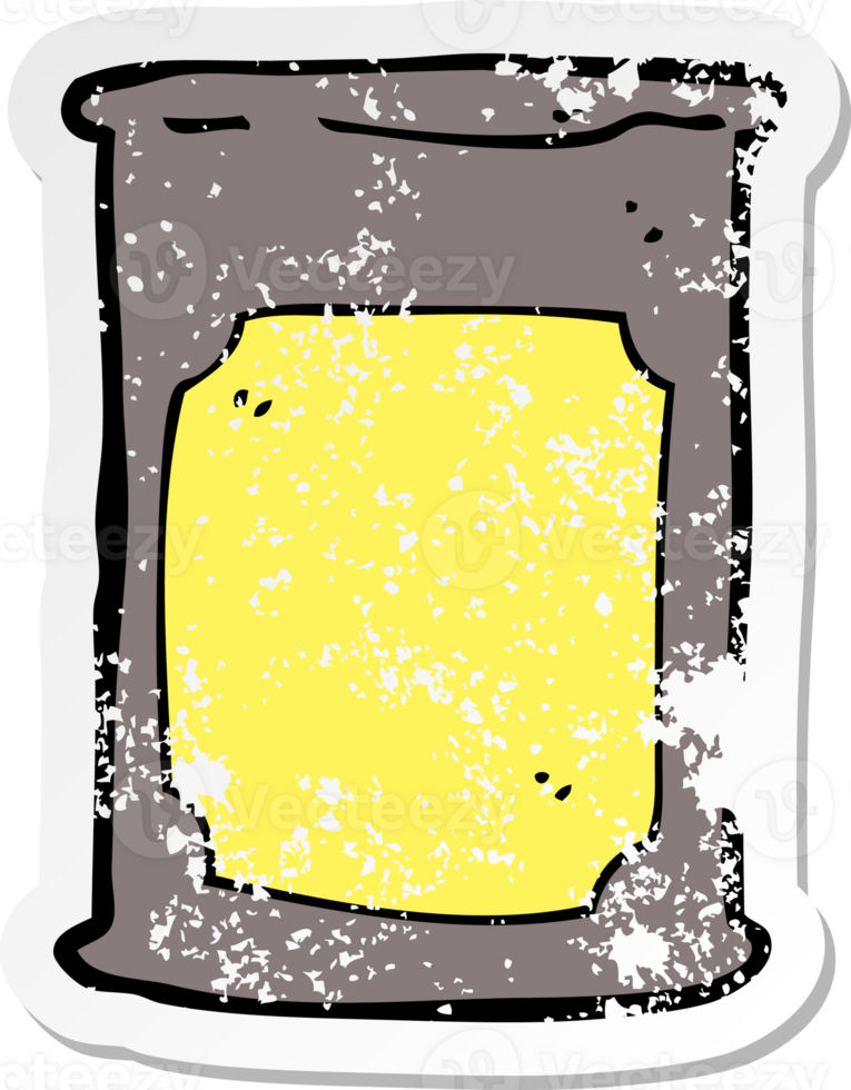 retro distressed sticker of a cartoon oil barrel png