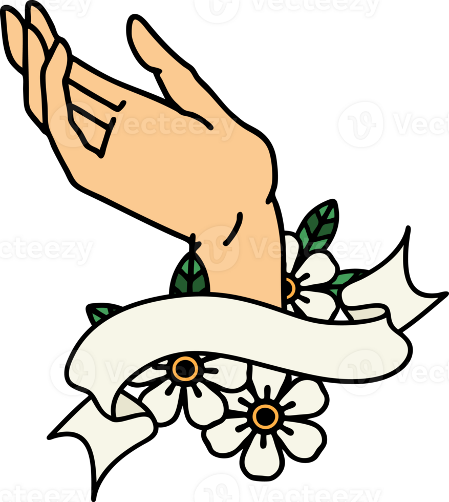tattoo with banner of a hand png