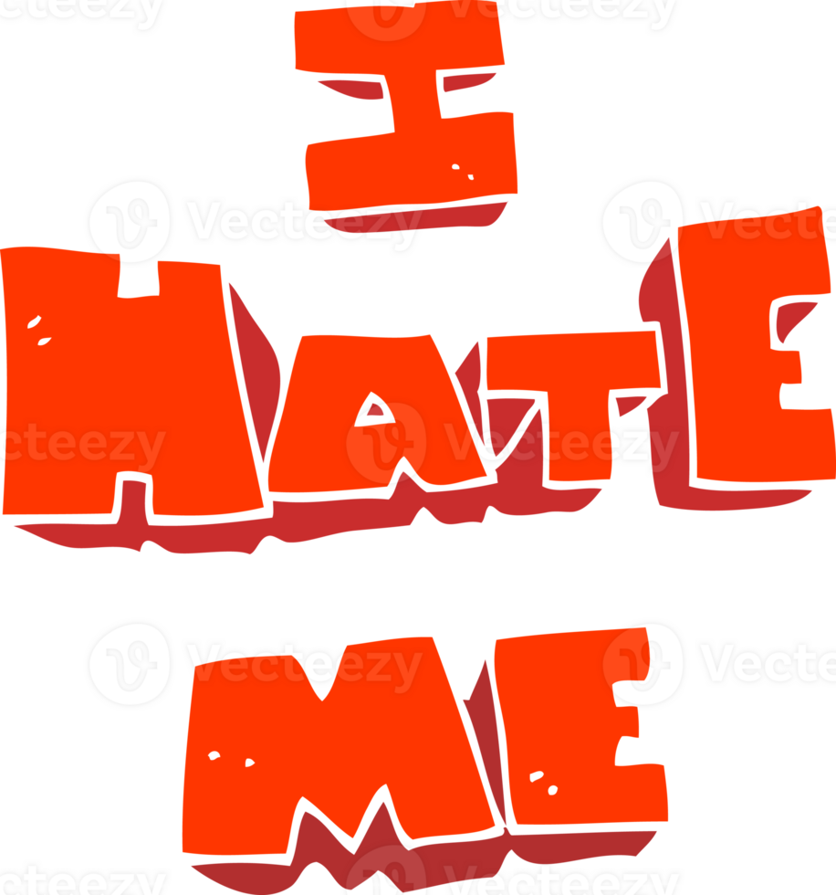 I hate me flat color illustration of a cartoon symbol png