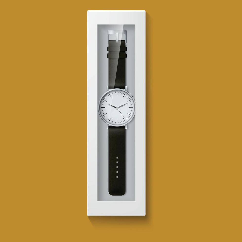 a clock in a box that handwatch vector