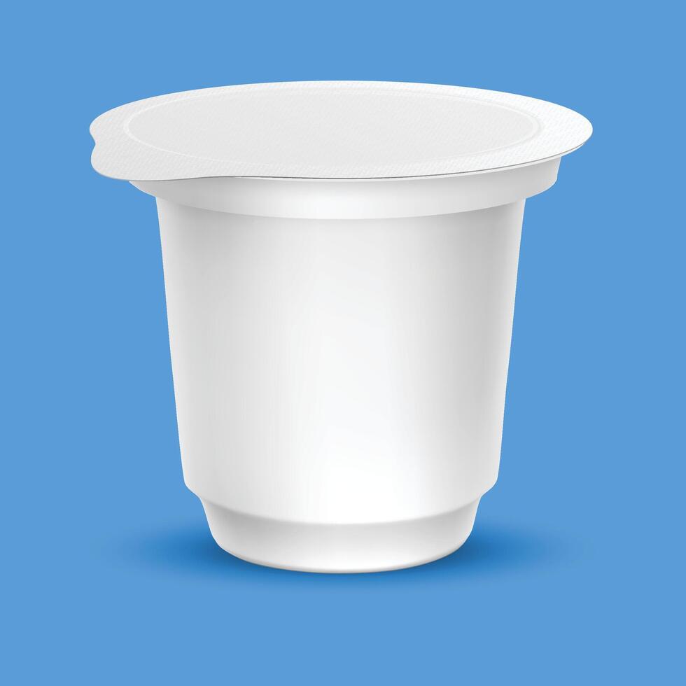 a white plastic food container with a white lid that says ice cream . vector