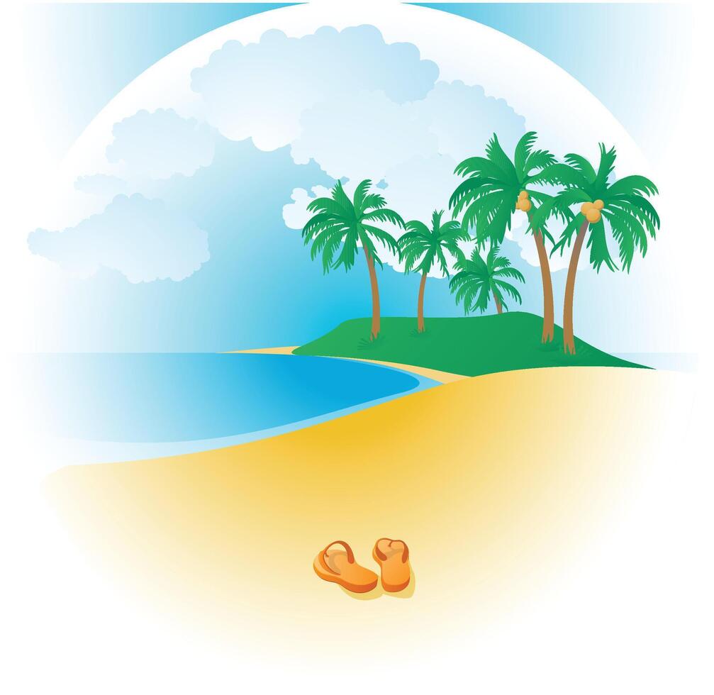 palm trees on the beach against the blue sea vector