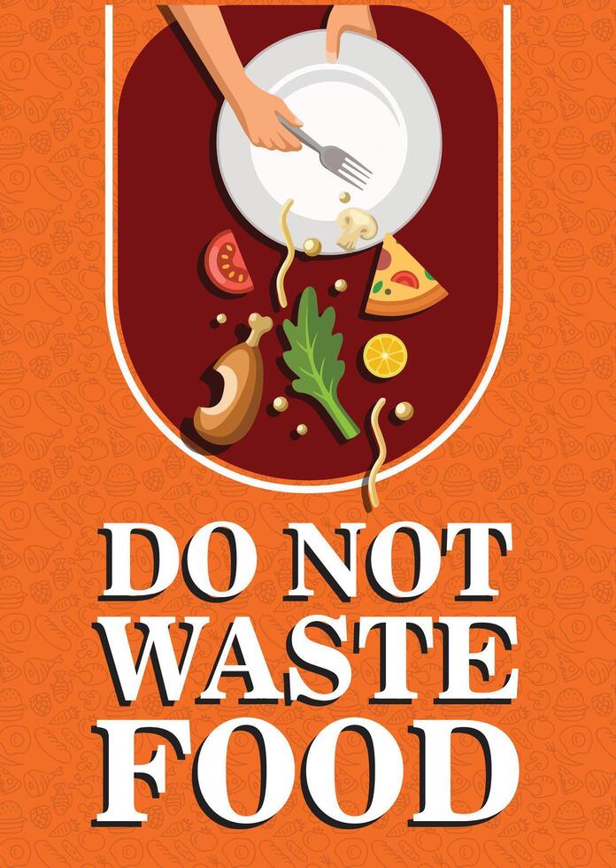 Don't waist food banner with a man in a black suit and waist food background vector