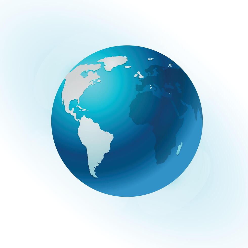 world globe map. north America centered map. blue planet sphere. vector