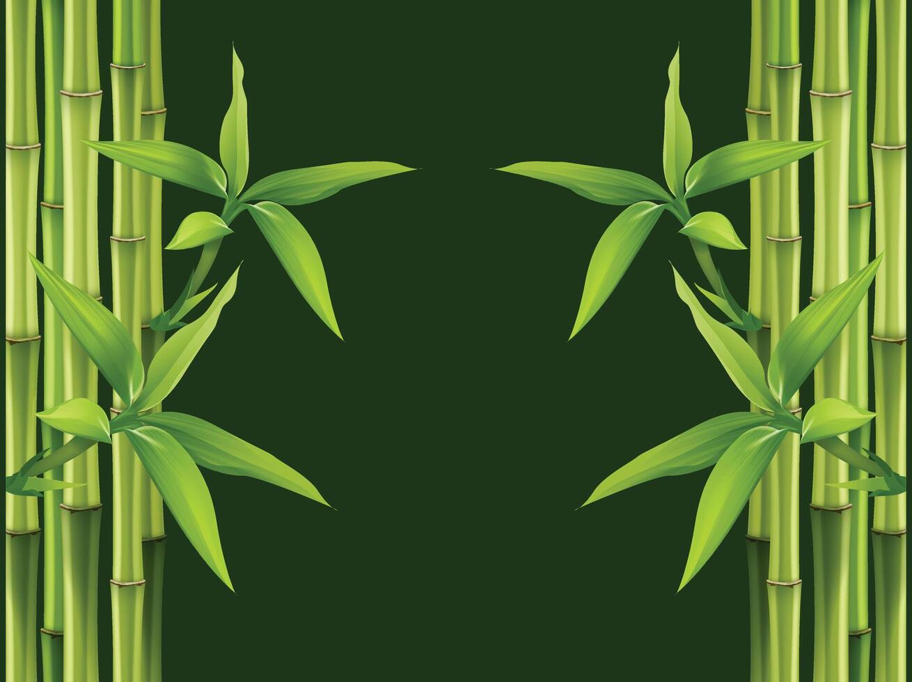 a set of bamboo stems with green leaves and stems. vector
