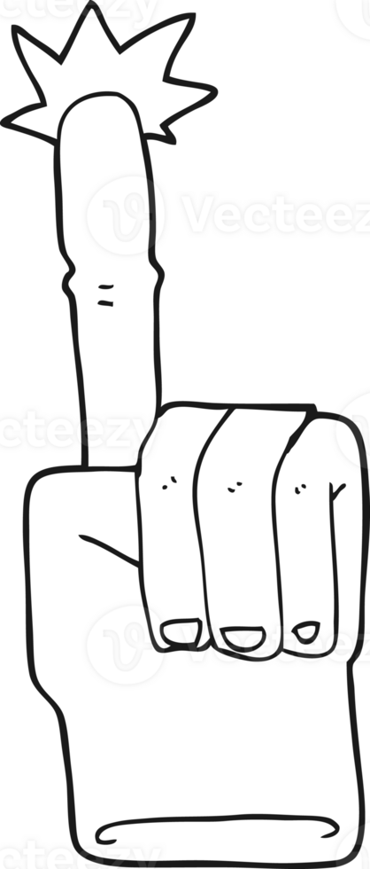 black and white cartoon pointing hand png