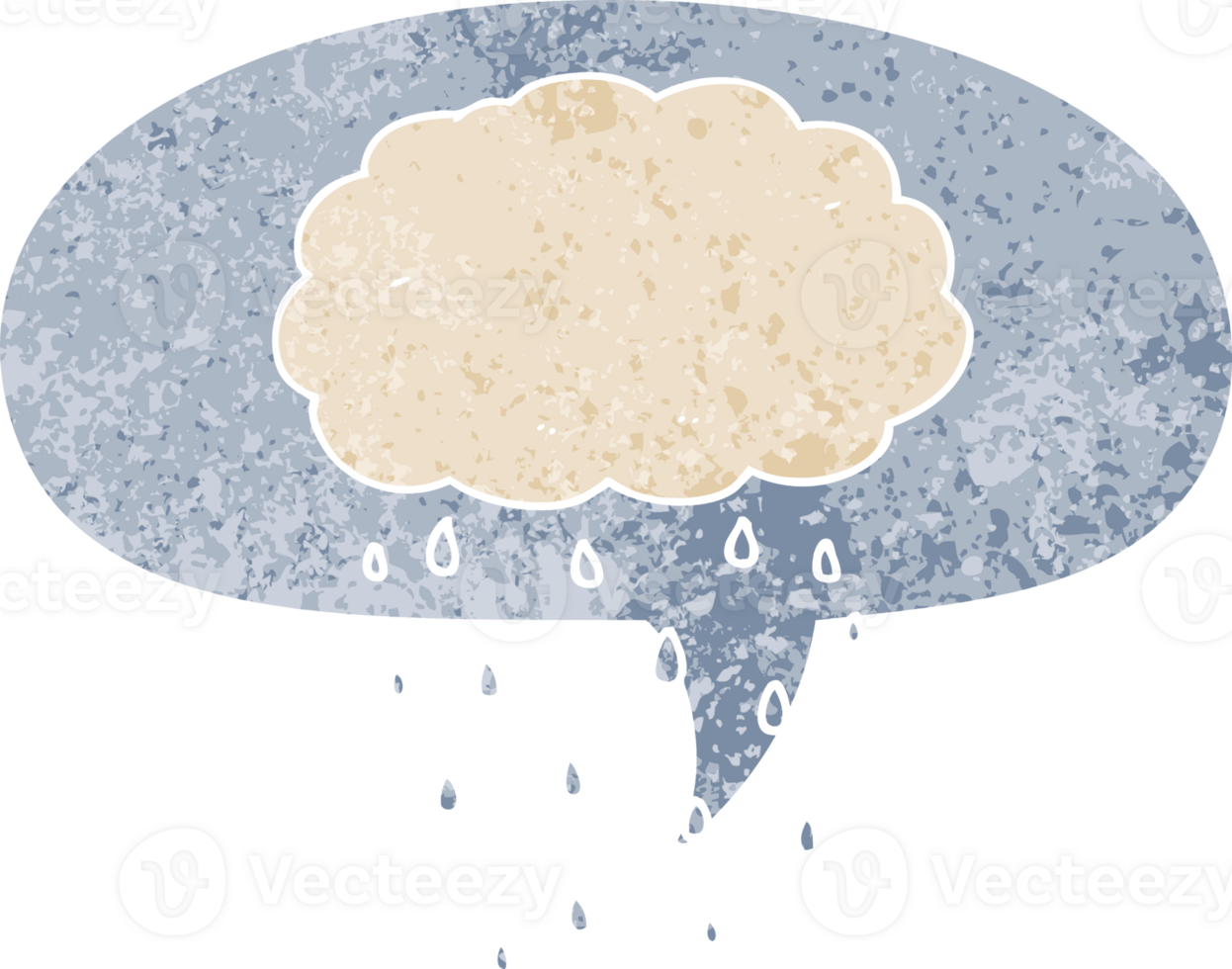 cartoon rain cloud and speech bubble in retro textured style png