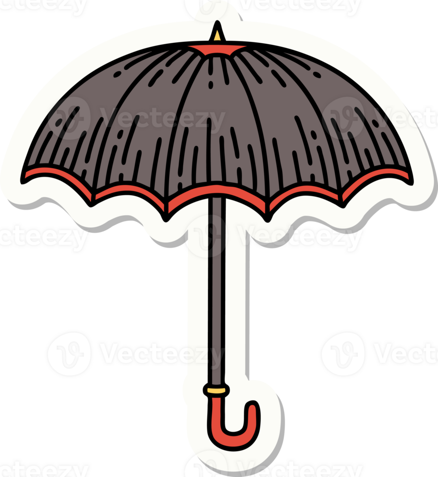 tattoo style sticker of an umbrella png