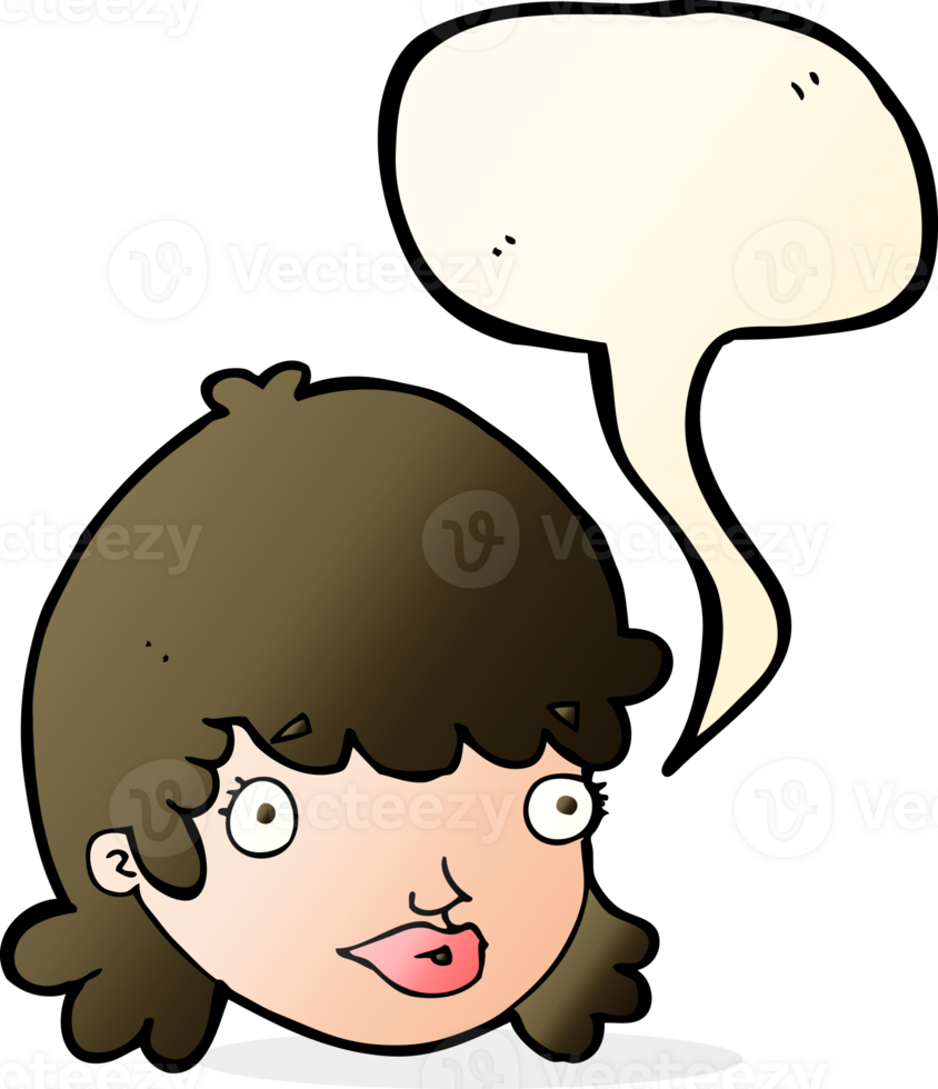 cartoon female face with surprised expression with speech bubble png
