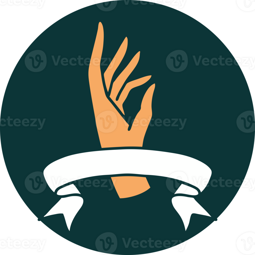 icon with banner of a hand png