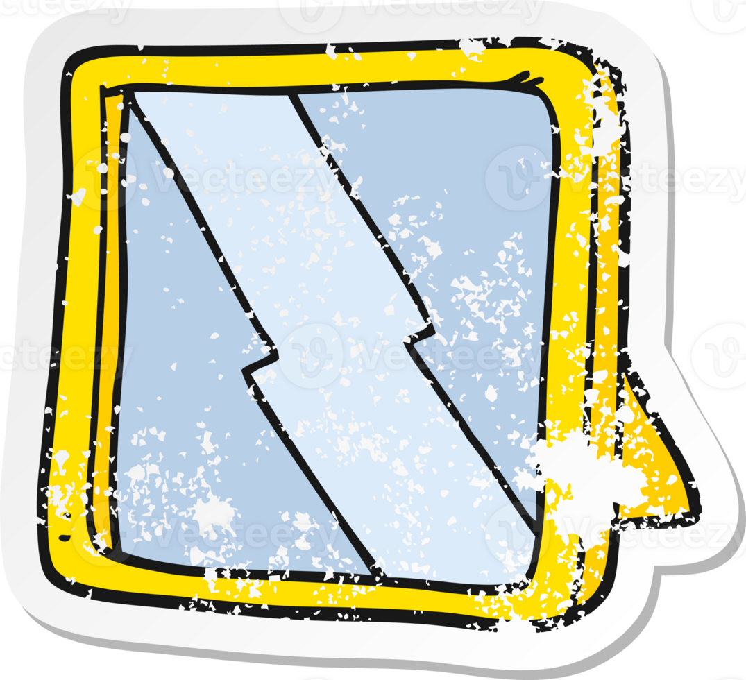 retro distressed sticker of a cartoon mirror png