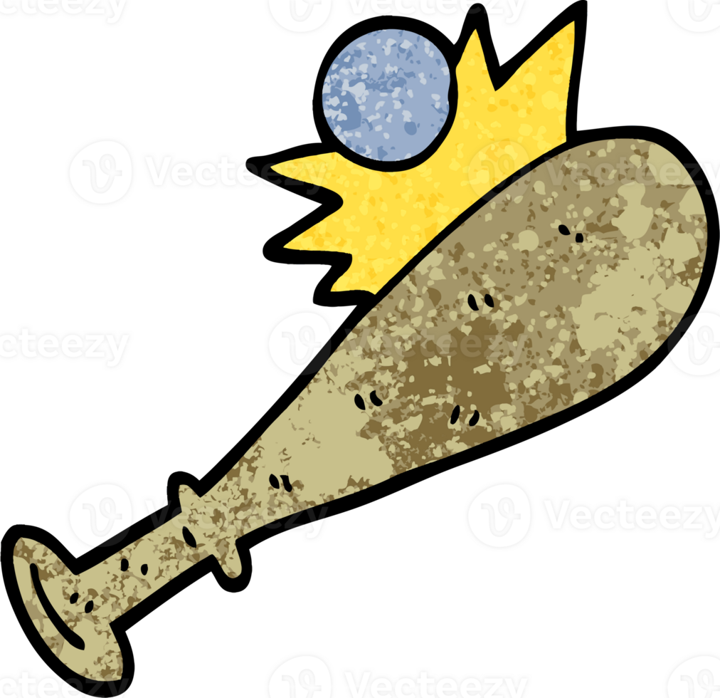 grunge textured illustration cartoon baseball bat png