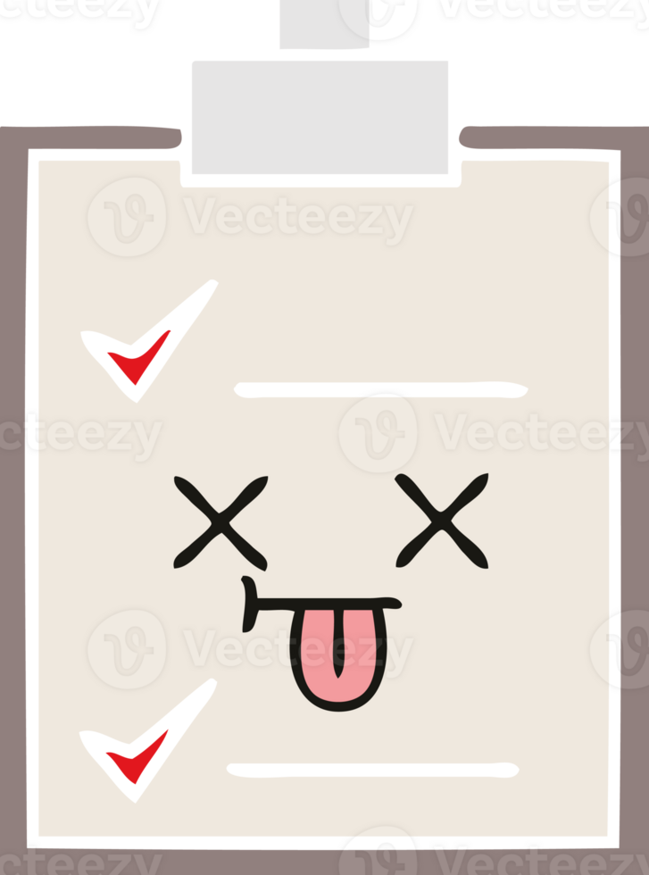 flat color retro cartoon check list png