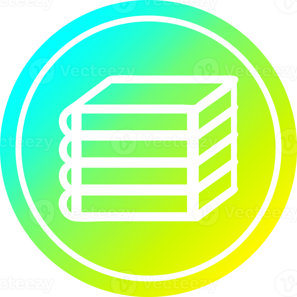 stack of books circular in cold gradient spectrum png