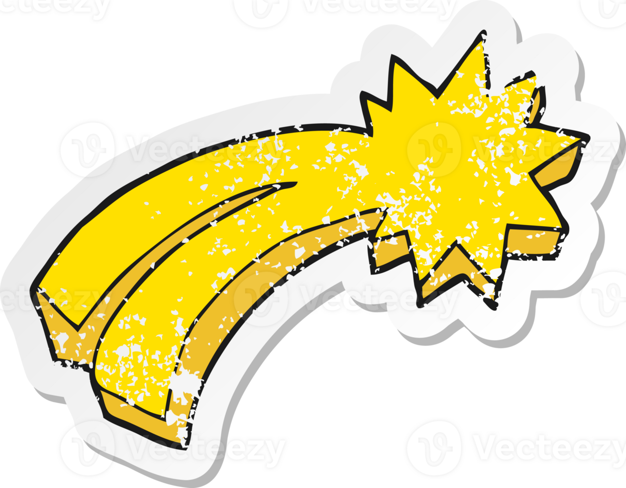 retro distressed sticker of a cartoon shooting star png
