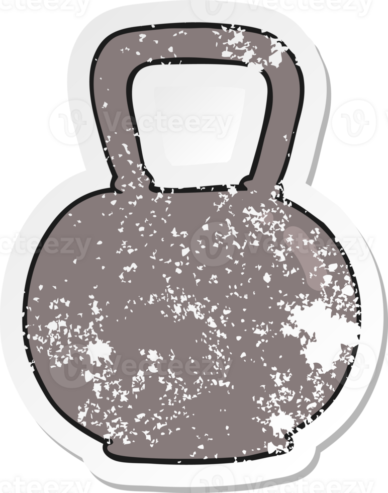 retro distressed sticker of a cartoon kettle bell weight png